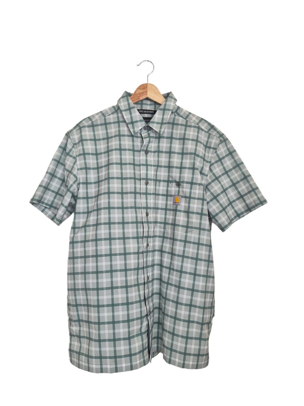 Carhartt Force Sun Defender Green Plaid Short Sleeve Shirt XL